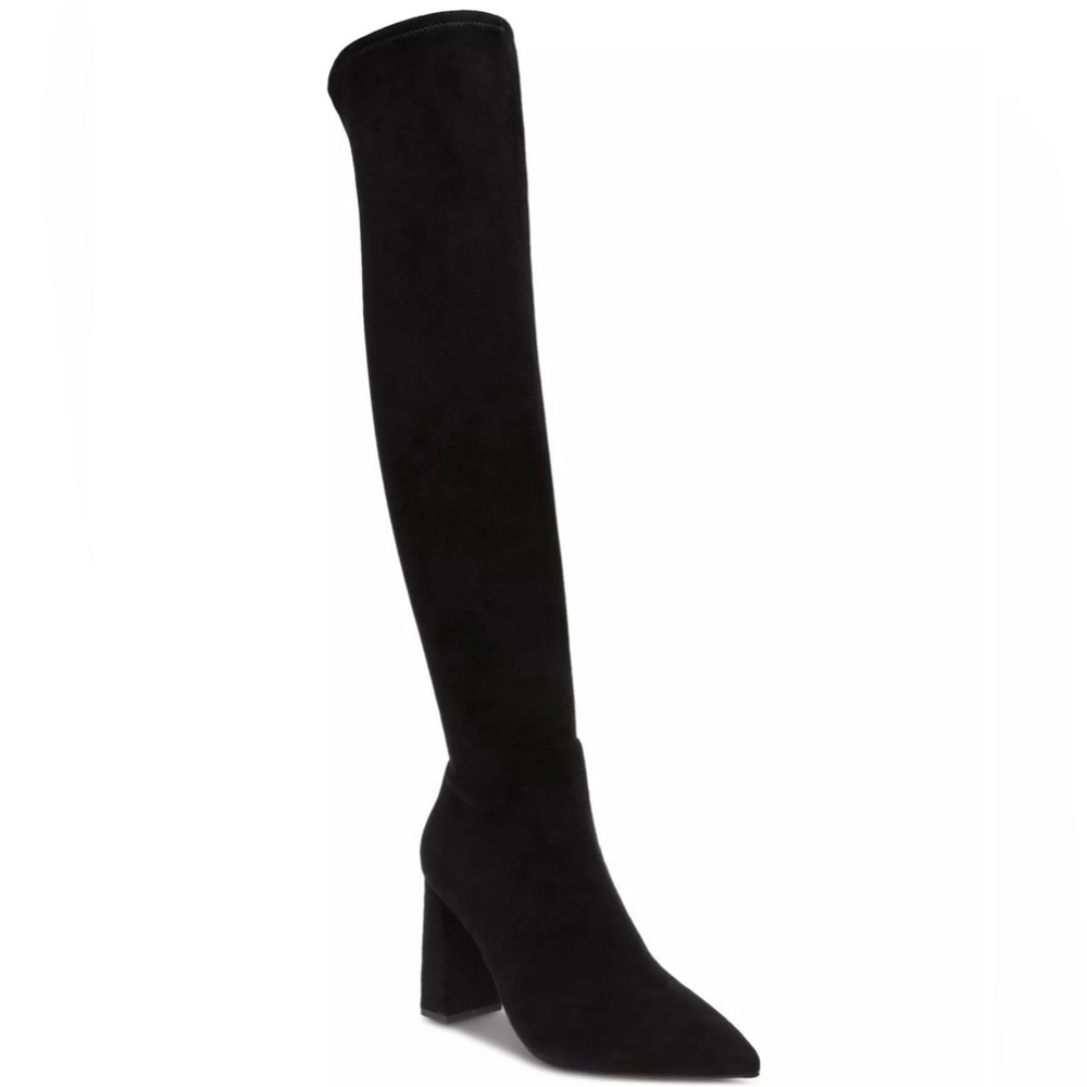 Women’s Black Pointed Toe Block Heel Eileene Wild Pair Over the Knee Boots